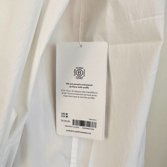 Athleta Womens Oversized Poplin Top Size Medium White Performance Pockets New - Picture 10 of 16